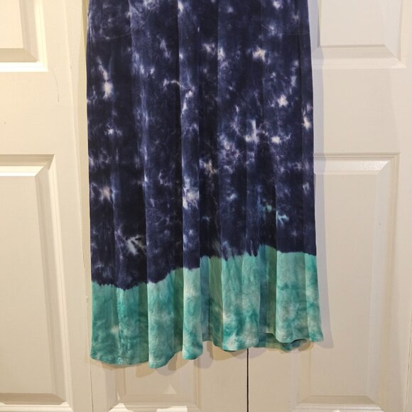 Soft Surroundings Dress Size M Tie-Dye Navy & Teal Boho Maxi Soft Knit Flowy - Picture 2 of 14
